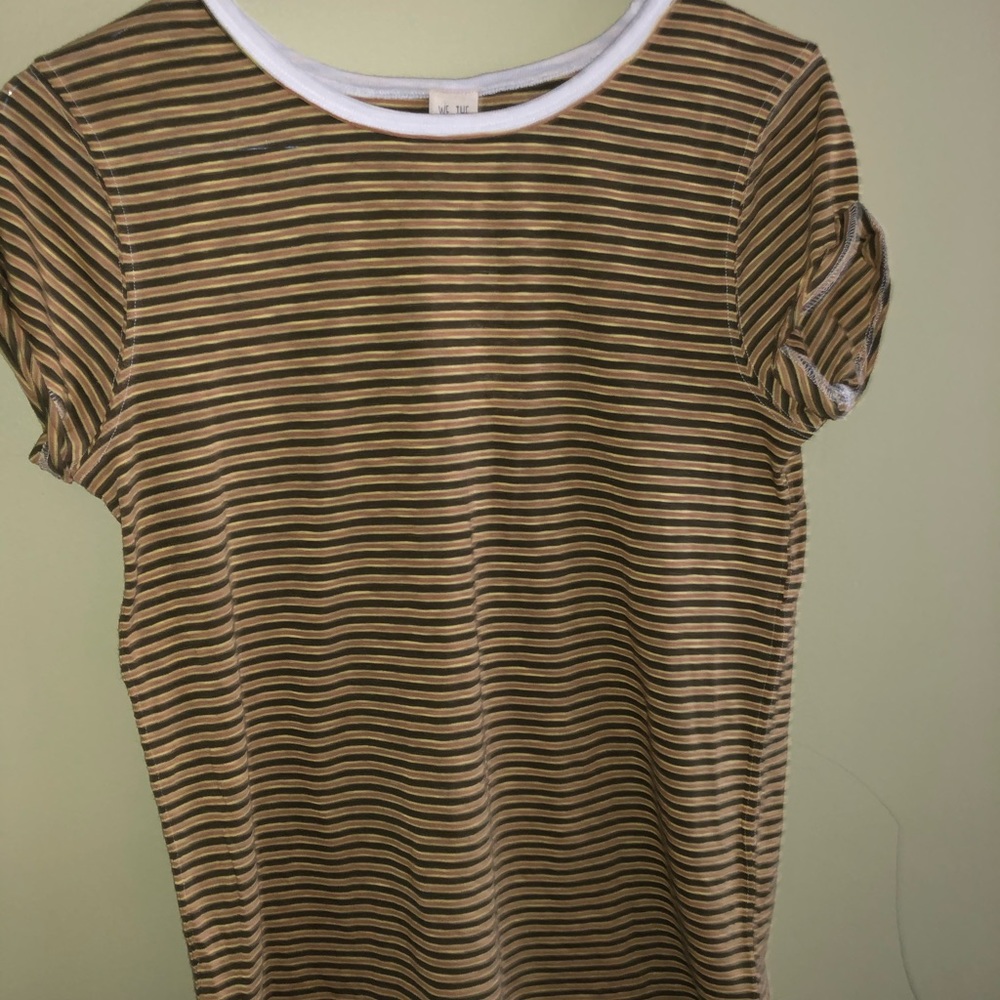 Free people- Stripe Clare Roll Cuff Tee
